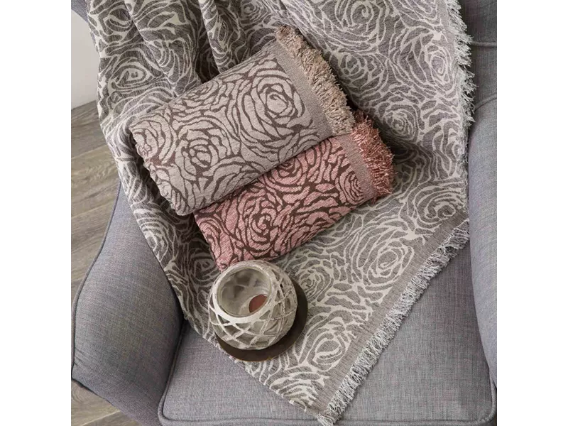 Ριχτάρι Σενίλ Πολυθρόνας Roses Ροζέ 180 x 180 cm