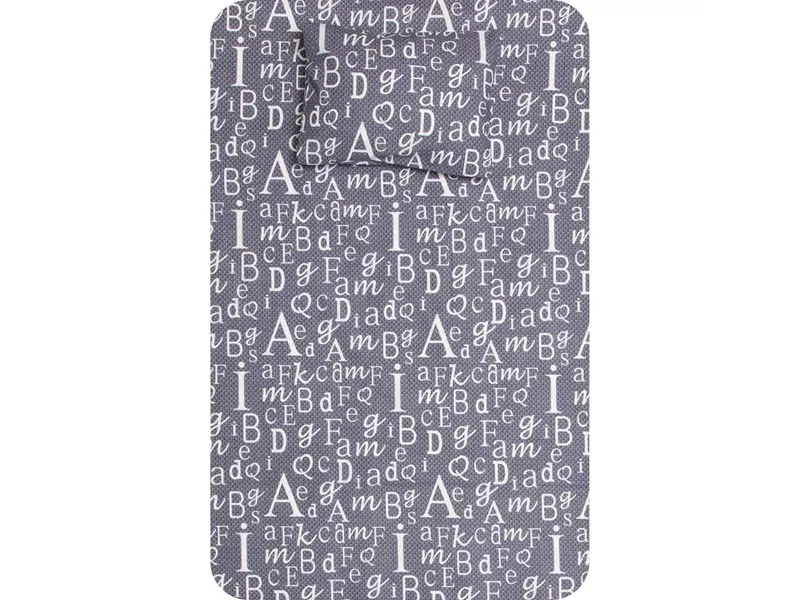 Σεντόνι Σετ 2ΤΜΧ Γράμματα Μονό Γκρι 160 x 240 cm + 50 x 70 cm