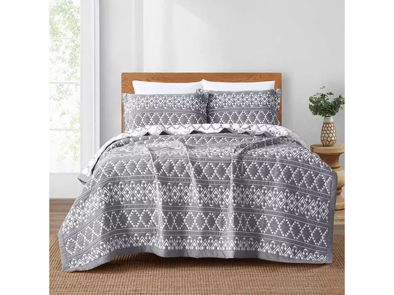 Κουβέρτα Ζακάρ Σετ Aztek Υπέρδιπλη Ανθρακί 230 x 245 cm + (2) 50 x 70 cm