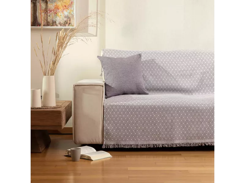 Ριχτάρι Βαμβακερό Τριθέσιο Ikat Μωβ 180 x 300 cm