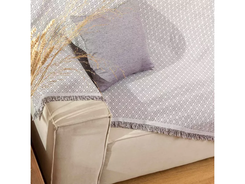 Ριχτάρι Βαμβακερό Τριθέσιο Ikat Μωβ 180 x 300 cm