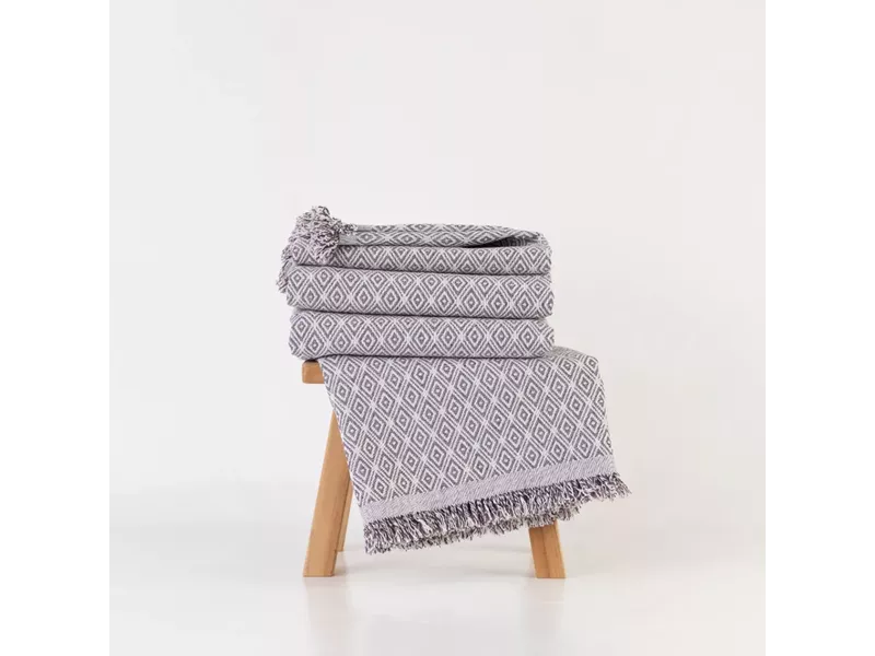 Ριχτάρι Βαμβακερό Τριθέσιο Ikat Μωβ 180 x 300 cm