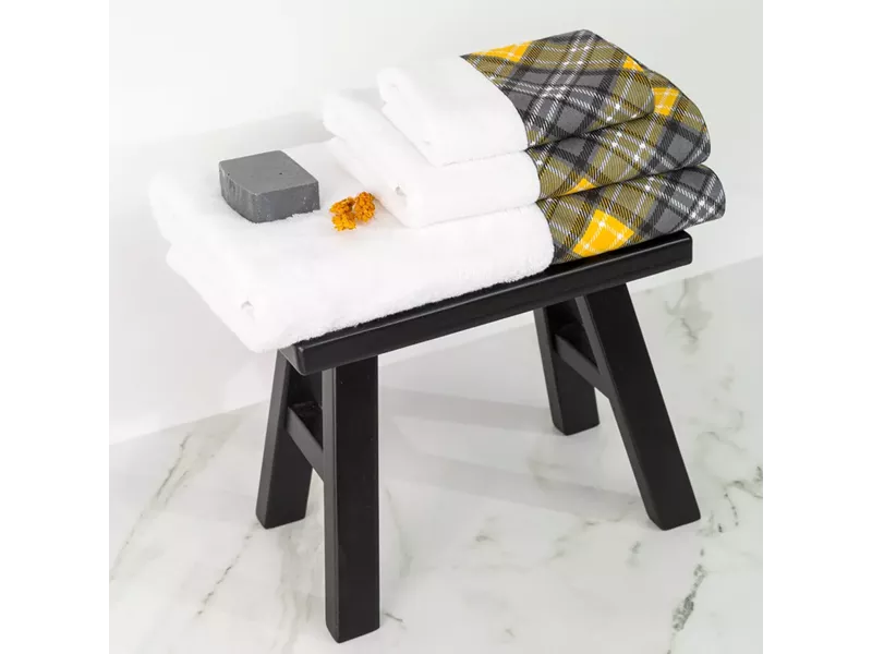 Πετσέτες Σετ 2ΤΜΧ Καρώ Λευκό 50 x 90 / 30 x 50 cm