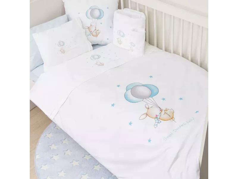 Μαξιλάρι Διακοσμητικό Printed Sweet Dreams Baby Λευκό-Σιέλ 45 x 45 cm