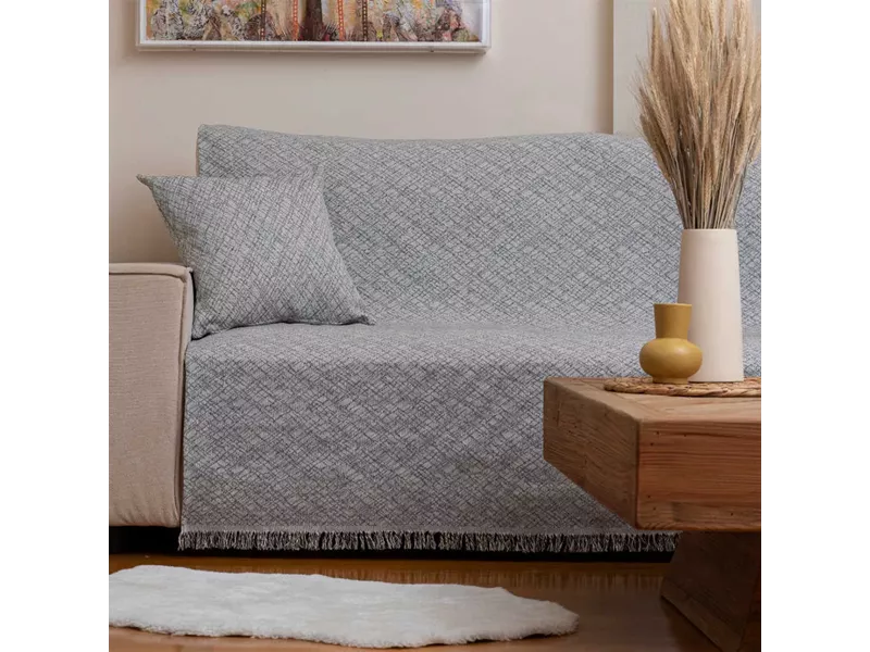 Ριχτάρι Βαμβακερό Τριθέσιο Rhombus Λαδί 180 x 300 cm