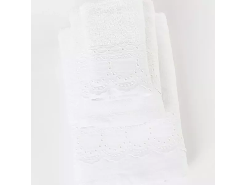 Πετσέτες Σετ 3ΤΜΧ Isabella Λευκό 70 x 140 / 50 x 90 / 30 x 50 cm