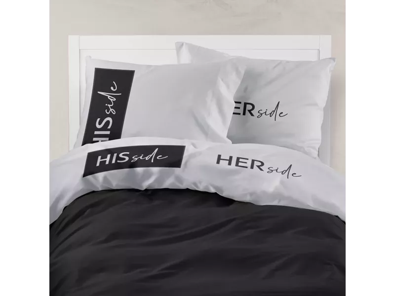 Σεντόνι Digital Print Σετ His&Hers Υπέρδιπλο Ποντικί 220 x 240 cm + (2) 50 x 70 cm