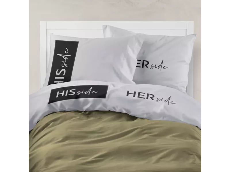 Σεντόνι Digital Print Σετ His&Hers Υπέρδιπλο Ποντικί 220 x 240 cm + (2) 50 x 70 cm