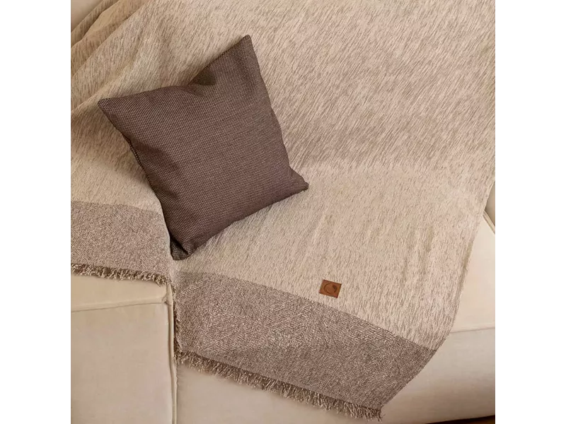 Ριχτάρι Σενίλ Πολυθρόνας Square Μπεζ 180 x 180 cm