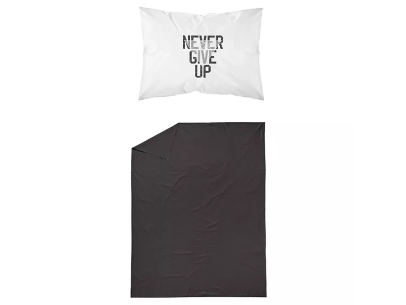Σεντόνι Σετ 2ΤΜΧ Never Give Up Μονό Μαύρο 160 x 240 cm + 50 x 70 cm