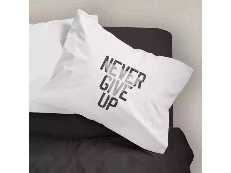 Σεντόνι Σετ 2ΤΜΧ Never Give Up Μονό Μαύρο 160 x 240 cm + 50 x 70 cm