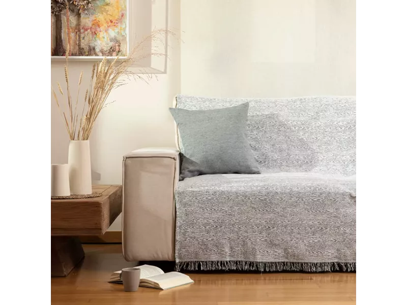 Ριχτάρι Βαμβακερό Πολυθρόνας Forest Γκρι 180 x 180 cm