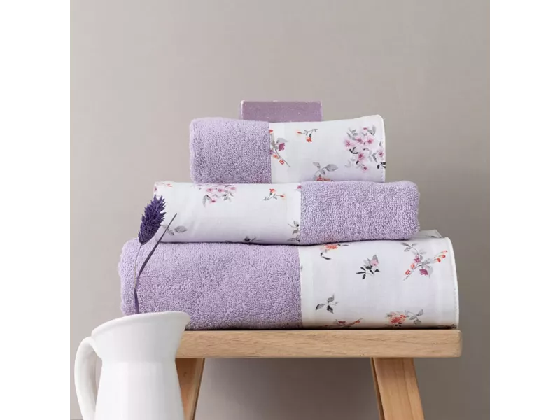 Πετσέτες Σετ 3ΤΜΧ Elodie Λιλά 70 x 140 / 50 x 90 / 30 x 50 cm