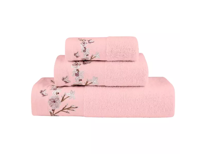 Πετσέτες Σετ 3ΤΜΧ Cherry Blossom Πούδρα 70 x 140 / 50 x 90 / 30 x 50 cm