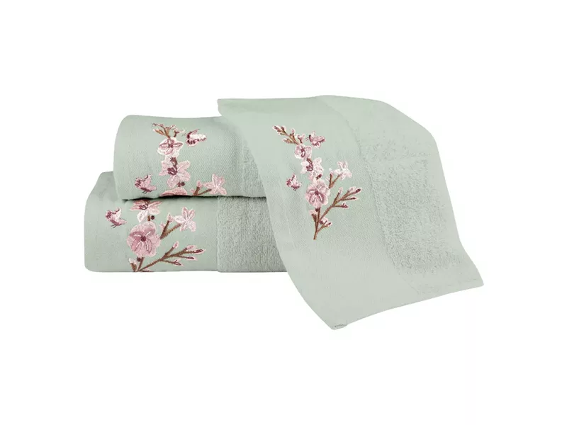 Πετσέτες Σετ 3ΤΜΧ Cherry Blossom Φυστικί 70 x 140 / 50 x 90 / 30 x 50 cm