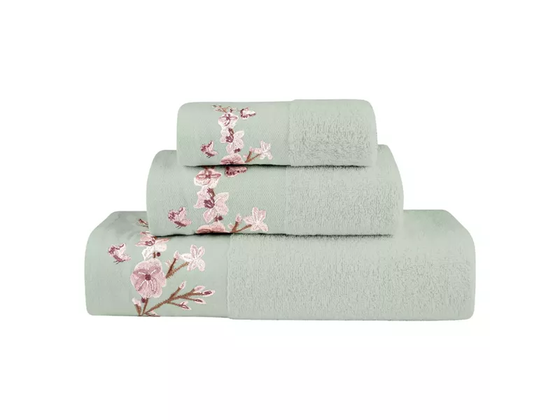 Πετσέτες Σετ 3ΤΜΧ Cherry Blossom Φυστικί 70 x 140 / 50 x 90 / 30 x 50 cm