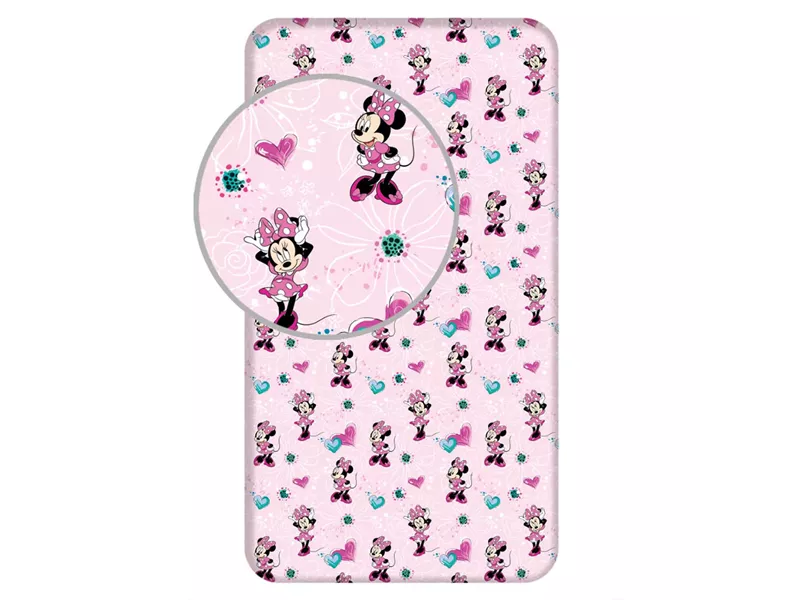 Σεντόνι Βαμβακερό Minnie Μονό Με Λάστιχο Ροζ 90 x 200 cm + 25 cm