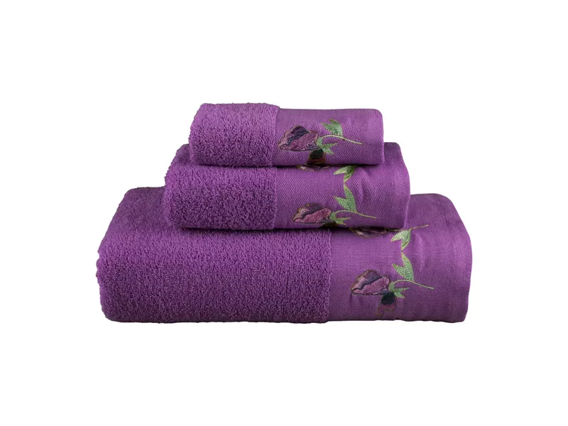 Πετσέτες Σετ 3ΤΜΧ Sweet Pea σε κουτί Δαμασκηνί 70 x 140 / 50 x 90 / 30 x 50 cm