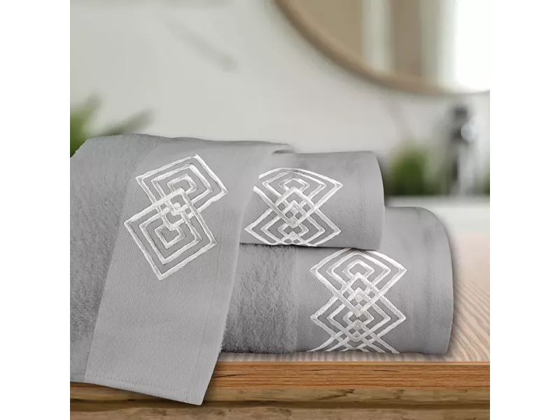 Πετσέτες Σετ 3ΤΜΧ Diamond σε κουτί Γκρι 70 x 140 / 50 x 90 / 30 x 50 cm