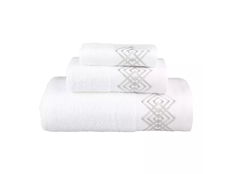 Πετσέτες Σετ 3ΤΜΧ Diamond σε κουτί Λευκό 70 x 140 / 50 x 90 / 30 x 50 cm