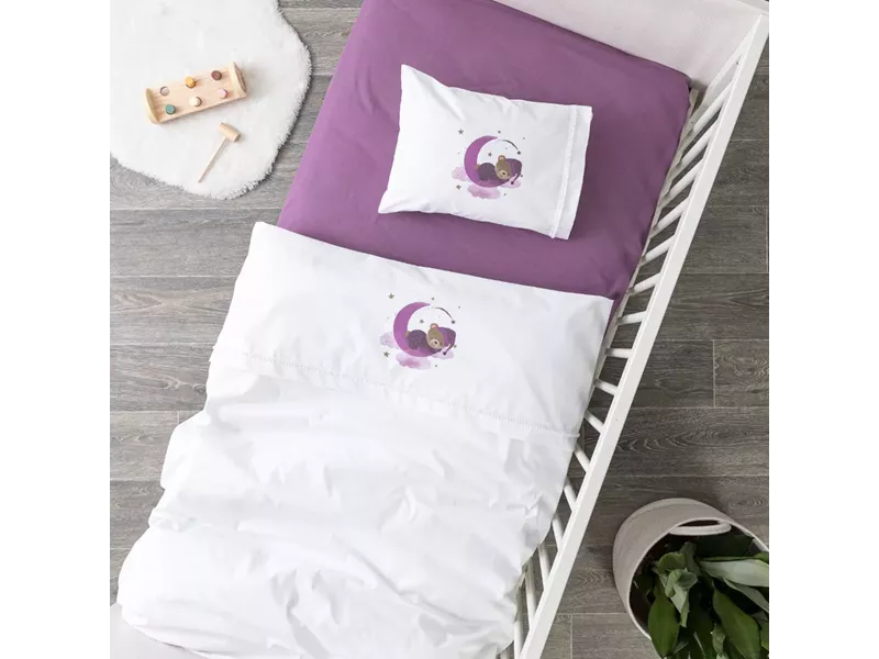 Κουβέρτα Κούνιας Sleeping Bear Μωβ 100 x 140 cm