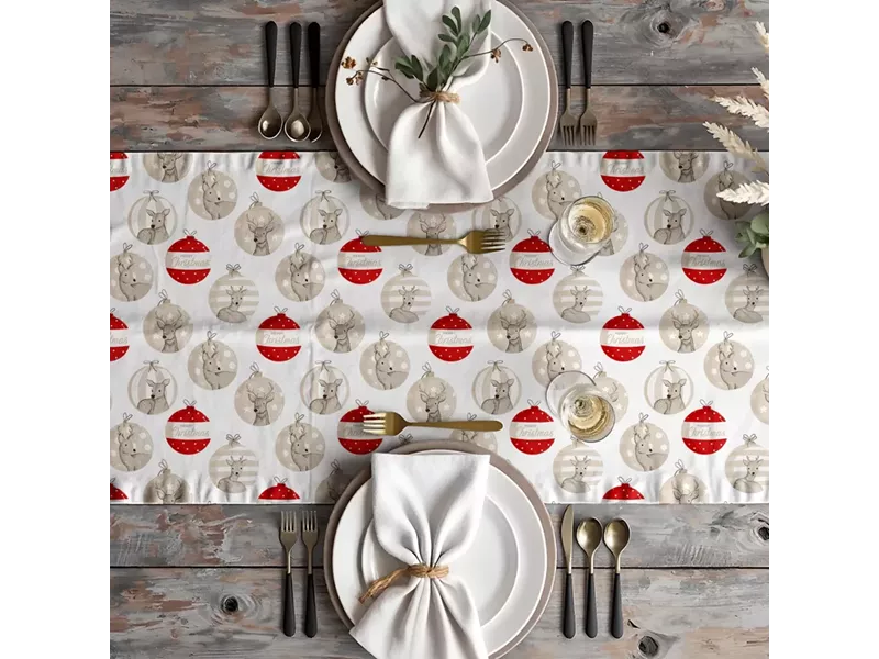 Τραβέρσα Χριστουγεννιάτικη Merry Christmas Εκρού 50 x 180 cm