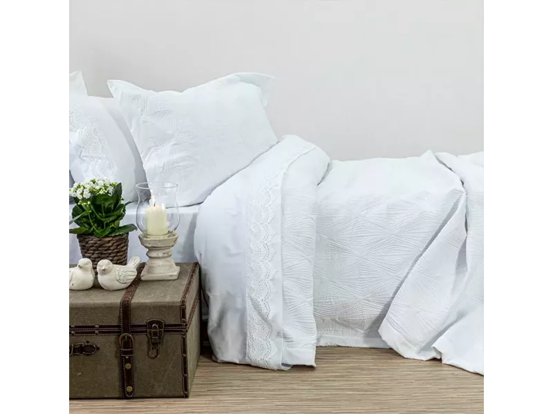 Κουβερλί Σετ Φαίδρα Υπέρδιπλο Λευκό 220 x 240 cm + (2) 50 x 70 cm