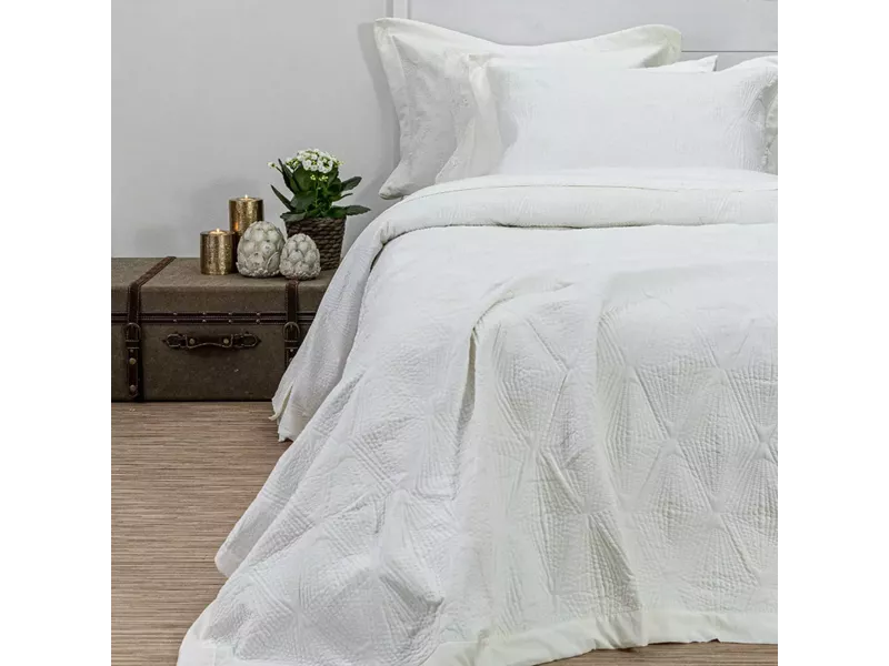 Κουβερλί Σετ Φαίδρα Υπέρδιπλο Εκρού 220 x 240 cm + (2) 50 x 70 cm