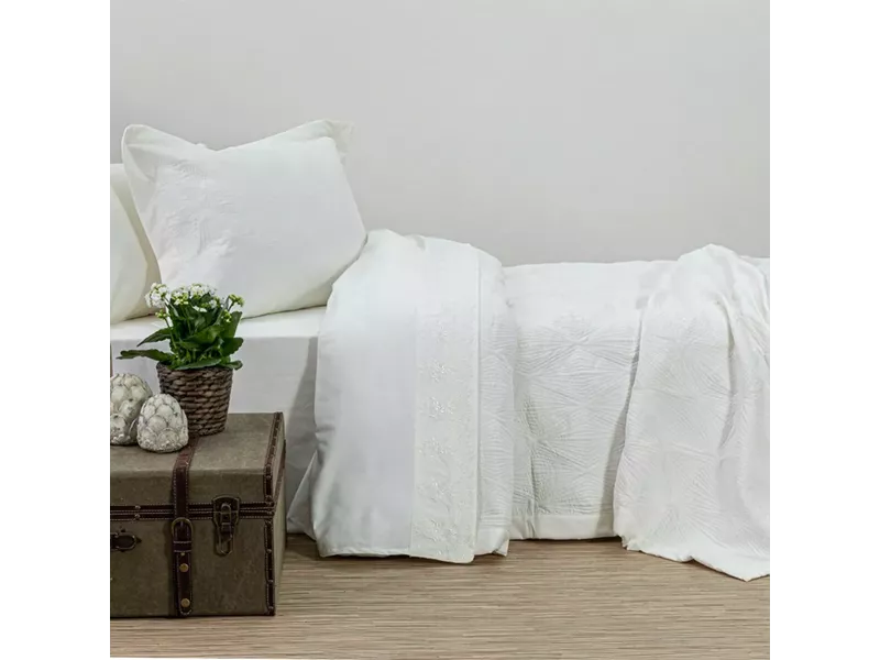 Κουβερλί Σετ Φαίδρα Υπέρδιπλο Εκρού 220 x 240 cm + (2) 50 x 70 cm