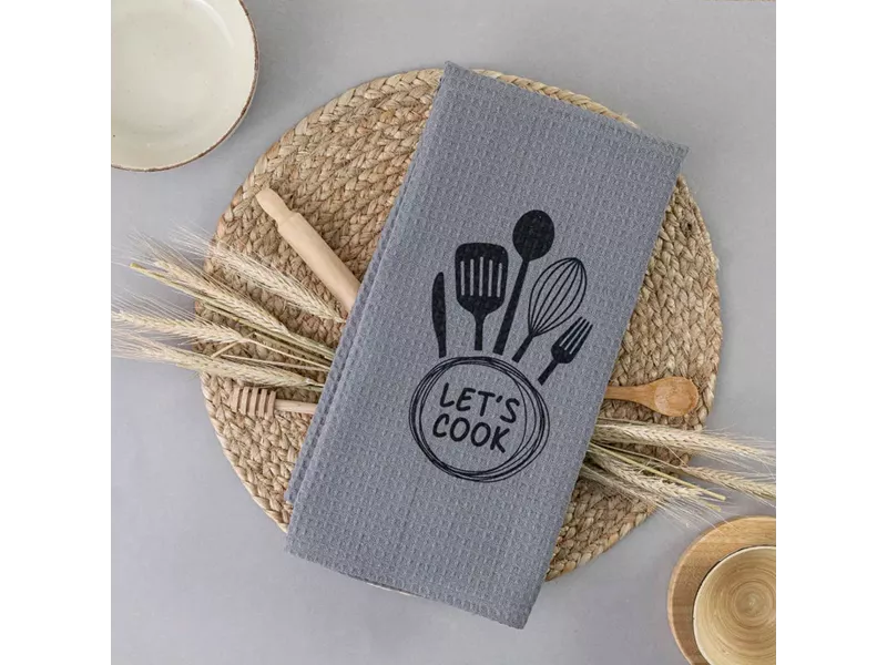 Ποτηρόπανα Κουζίνας Waffle Let's Cook Γκρι 50 x 70 cm