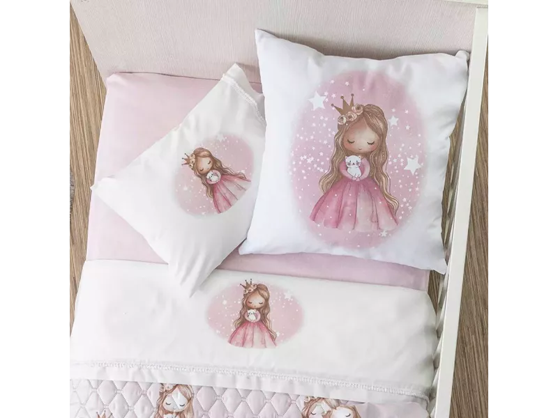 Μαξιλάρι Διακοσμητικό Printed Little Queen Λευκό 45 x 45 cm