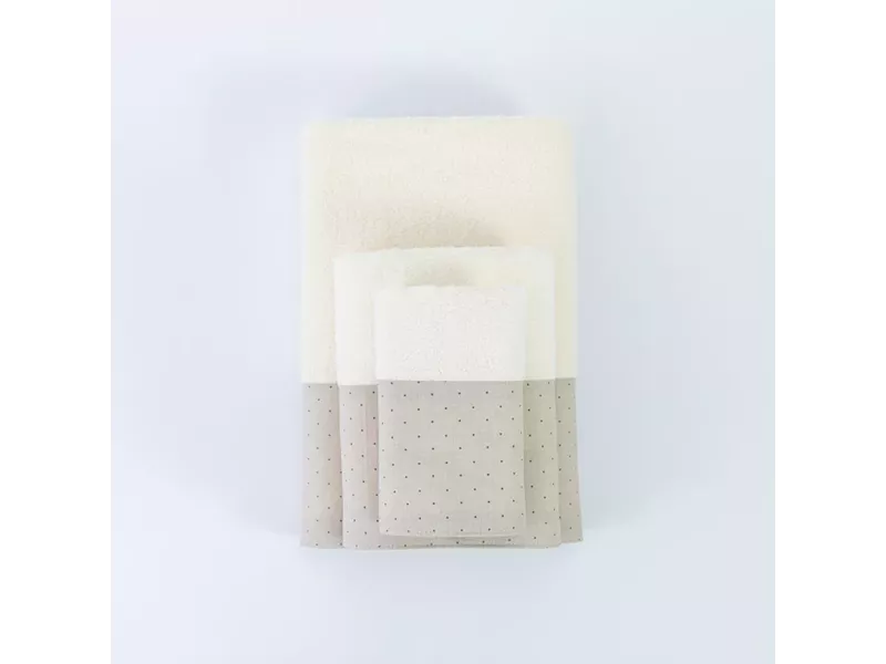 Πετσέτες Σετ 3ΤΜΧ Pois Εκρού 70 x 140 / 50 x 90 / 30 x 50 cm