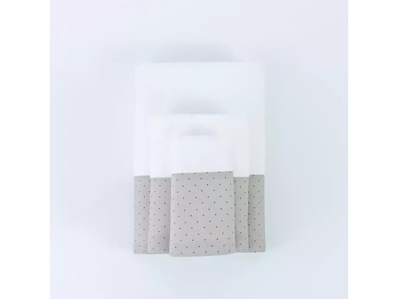 Πετσέτες Σετ 3ΤΜΧ Pois Λευκό 70 x 140 / 50 x 90 / 30 x 50 cm