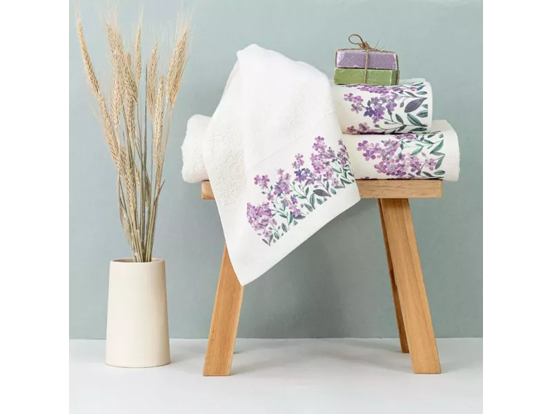 Πετσέτες Σετ 3ΤΜΧ Forget me Not Εκρού 70 x 140 / 50 x 90 / 30 x 50 cm