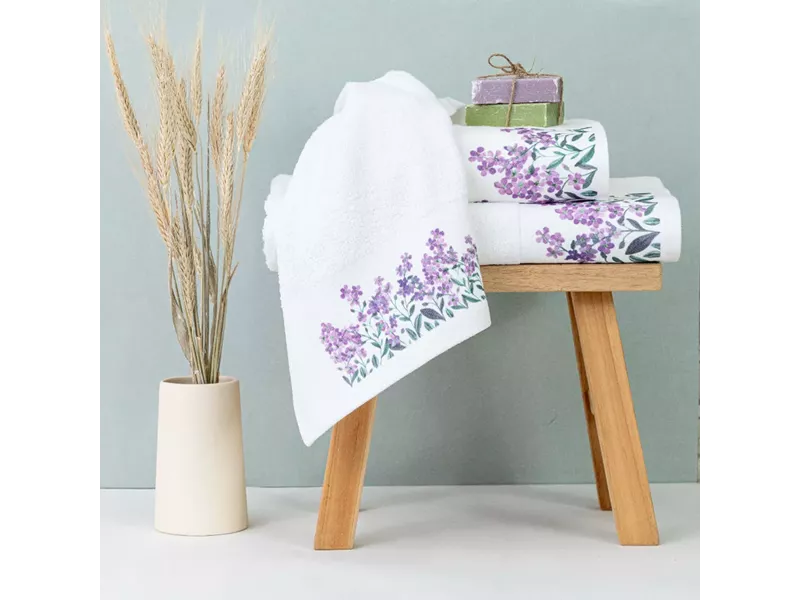 Πετσέτες Σετ 3ΤΜΧ Forget me Not Λευκό 70 x 140 / 50 x 90 / 30 x 50 cm
