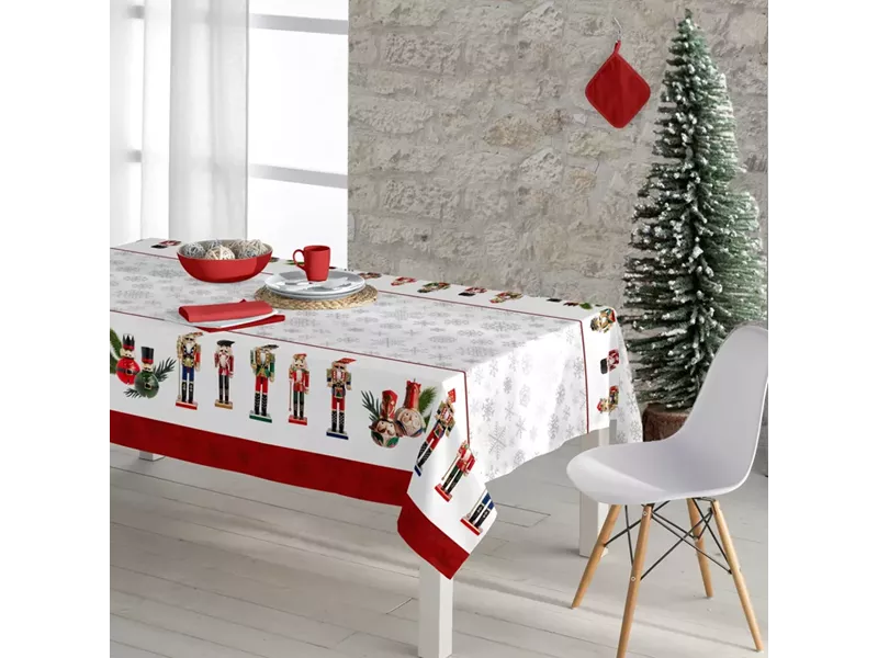 Καρέ Χριστουγεννιάτικο Nutcracker Εκρού 90 x 90 cm
