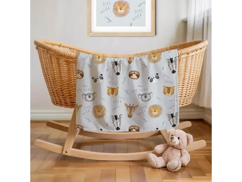 Σεντόνια Λίκνου Σετ Stay Wild Φυστικί (2) 70 x 120 cm