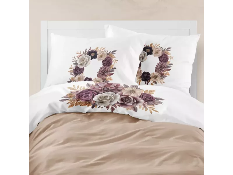 Σεντόνι Digital Print Σετ Gerbera Υπέρδιπλο Λευκό 220 x 240 cm + (2) 50 x 70 cm