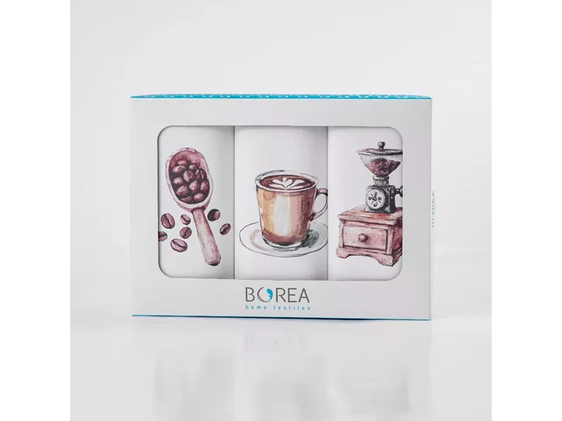 Ποτηρόπανα Κουζίνας Coffee Σετ 3ΤΜΧ Λευκό (3) 50 x 70 cm