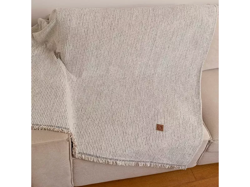 Ριχτάρι Σενίλ Πολυθρόνας Velvet Εκρού 180 x 180 cm