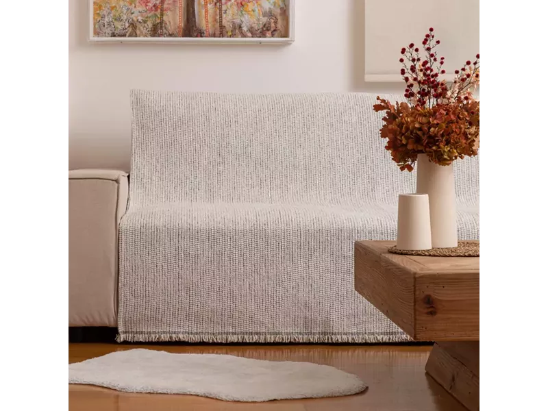 Ριχτάρι Σενίλ Διθέσιο Velvet Εκρού 180 x 250 cm