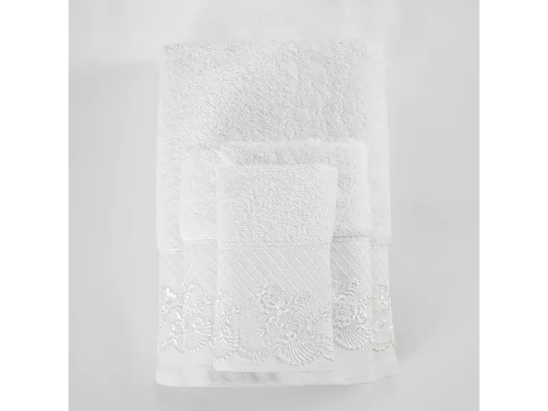 Πετσέτες Σετ 3ΤΜΧ Ηλέκτρα Λευκό 70 x 140 / 50 x 90 / 30 x 50 cm