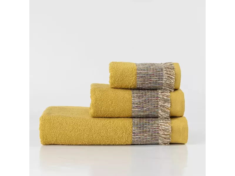 Πετσέτες Σετ 3ΤΜΧ Siesta Μουσταρδί 70 x 140 / 50 x 90 / 30 x 50 cm
