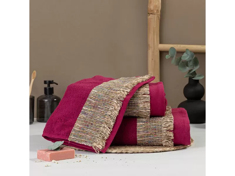 Πετσέτες Σετ 3ΤΜΧ Siesta Μπορντώ 70 x 140 / 50 x 90 / 30 x 50 cm