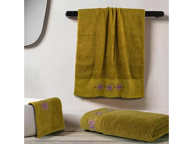 Πετσέτες Σετ 3ΤΜΧ Petalouda σε Κουτί Λαδί 70 x 140 / 50 x 90 / 30 x 50 cm