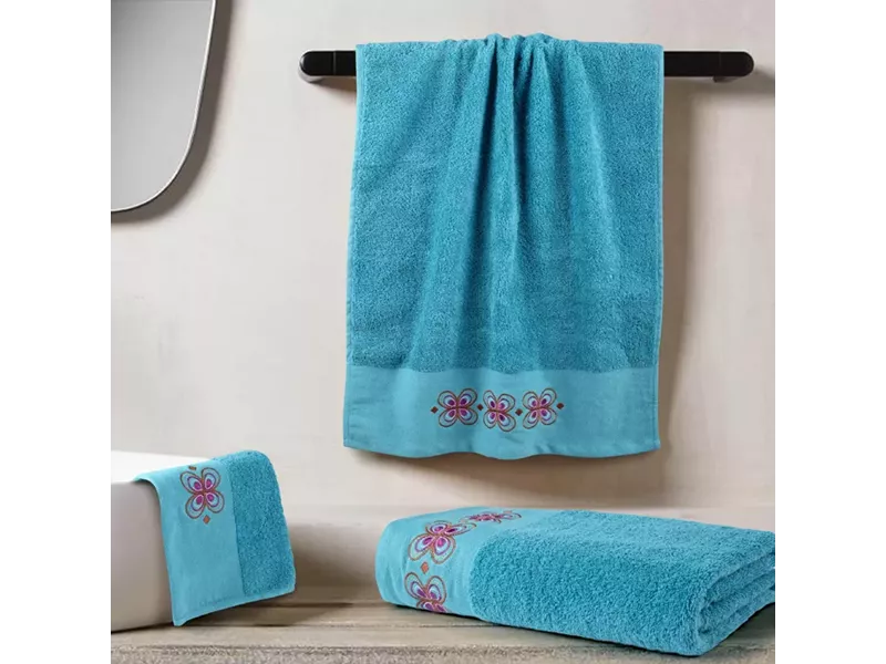 Πετσέτες Σετ 3ΤΜΧ Petalouda σε Κουτί Πετρόλ 70 x 140 / 50 x 90 / 30 x 50 cm