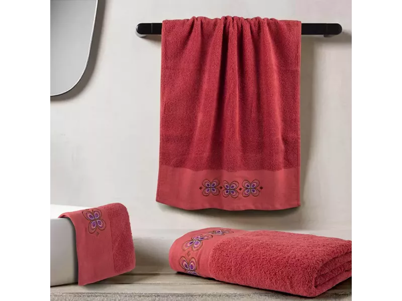 Πετσέτες Σετ 3ΤΜΧ Petalouda σε Κουτί Τερακότα 70 x 140 / 50 x 90 / 30 x 50 cm