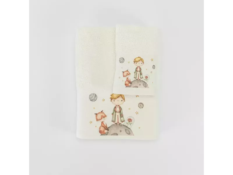 Πετσέτες Σετ 2ΤΜΧ Little Prince Εκρού 70 x 120 / 30 x 50 cm