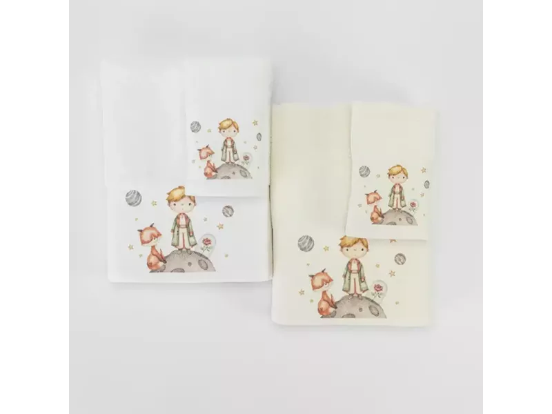 Πετσέτες Σετ 2ΤΜΧ Little Prince Εκρού 70 x 120 / 30 x 50 cm
