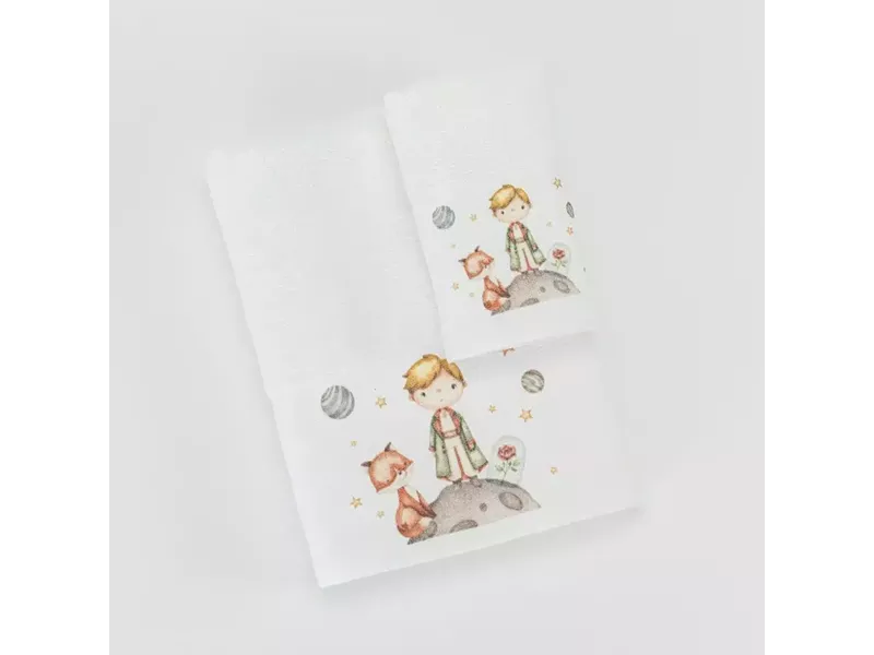 Πετσέτες Σετ 2ΤΜΧ Little Prince Λευκό 70 x 120 / 30 x 50 cm